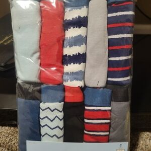 Boy's Multipack Striped & Solid Boxer Briefs - Navy, Red, Gray, White